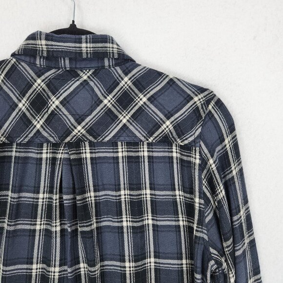 Rails Shirt Womens Medium Blue Hunter Plaid Button Front Long Sleeve Soft Rayon - Picture 11 of 12